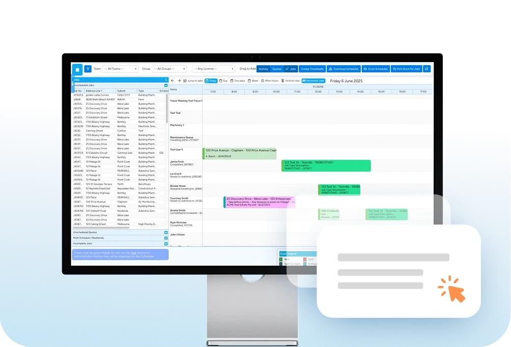 Drag and drop job scheduling