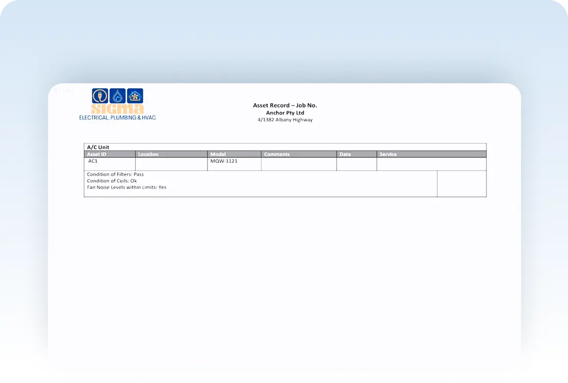 Generate equipment service reports