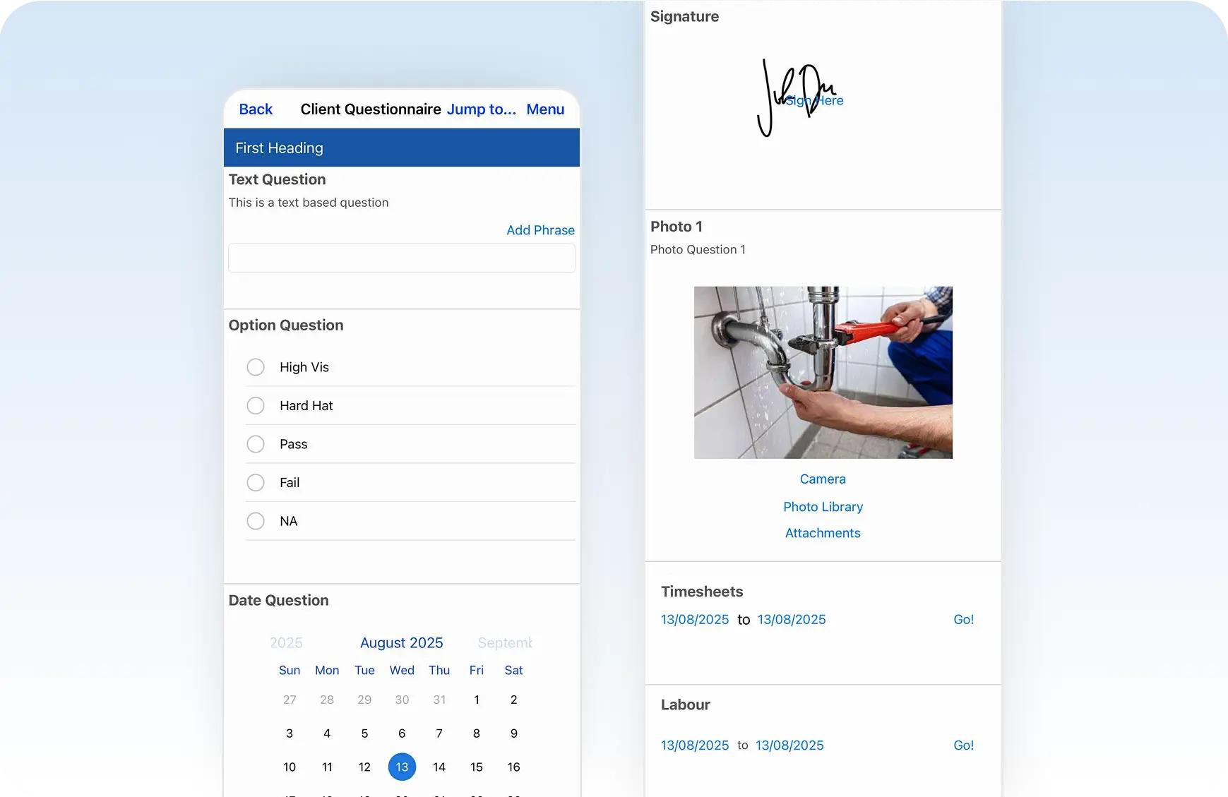 Customised field forms
