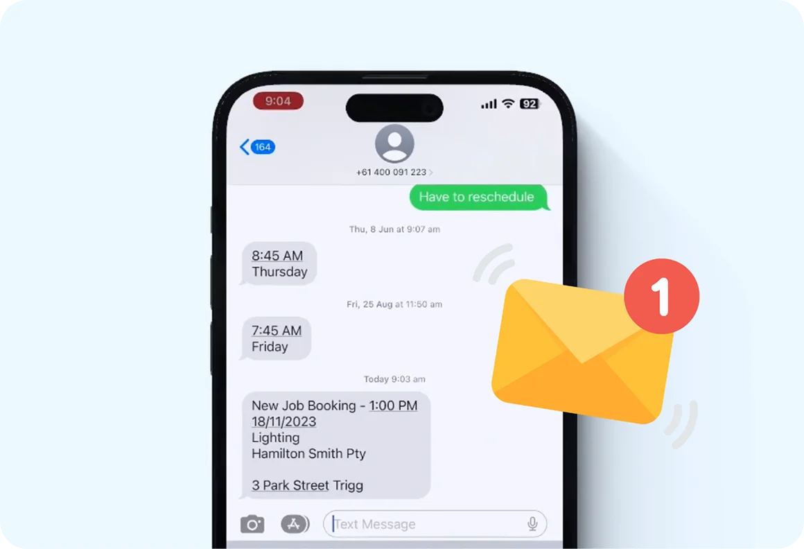 Two-way SMS communication in Ascora