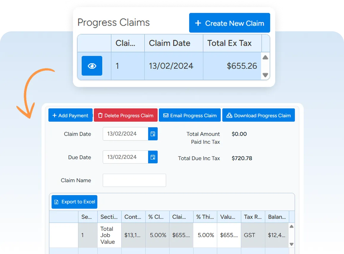 Progress claims and staged invoicing