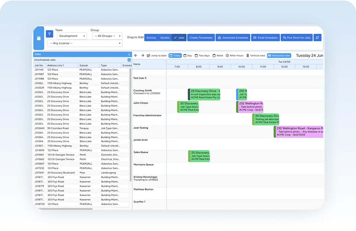 Smart filtering and search across the scheduler