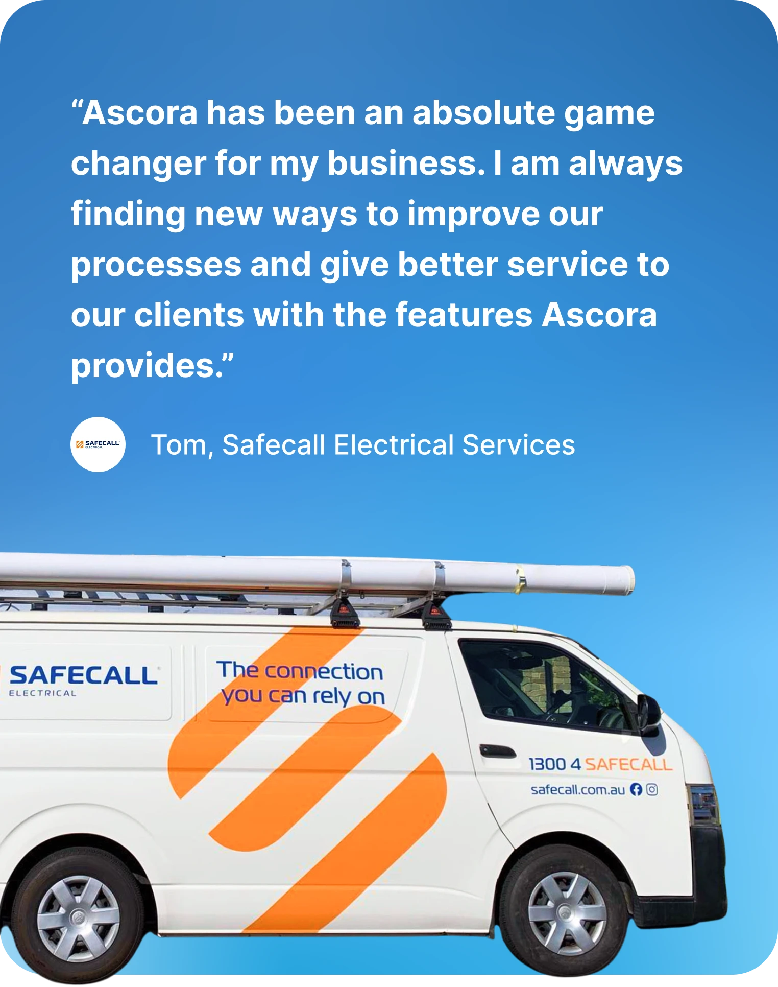Electrician on the job using Ascora to manage scheduling, compliance, and crew dispatch from the field.