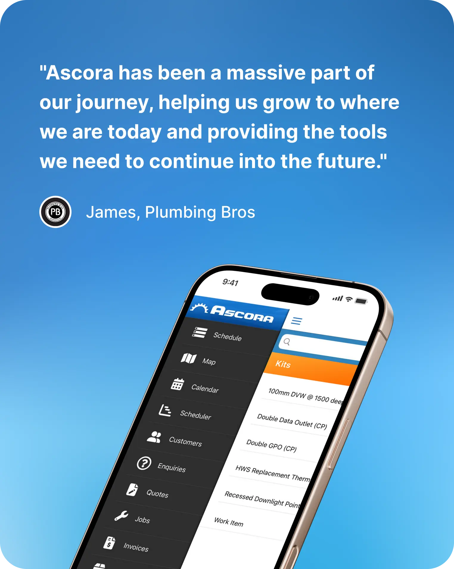 Plumber on the job using Ascora to manage scheduling and quoting from the field.