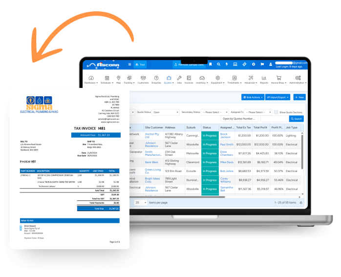 Generation of company-branded invoices with ease.