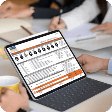 Custom electronic form on a laptop screen.