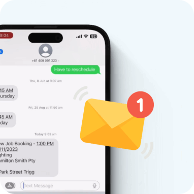 SMS notification appearing on a mobile screen.
